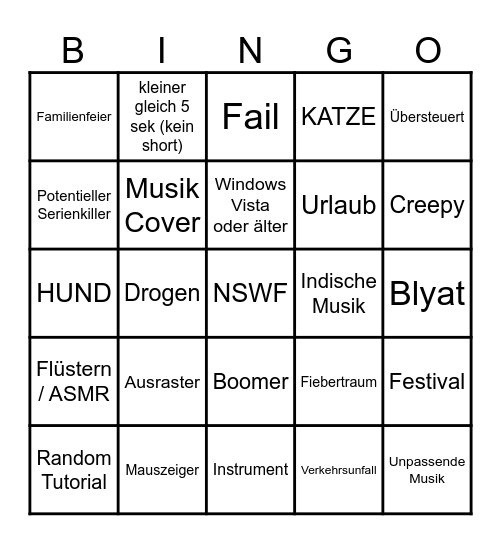 Random Video Bingo (Beutler 1) Bingo Card