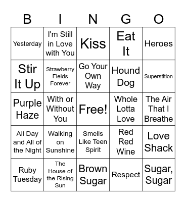 Food & Drink Bingo Card