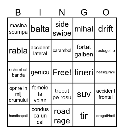 accidente nebune Bingo Card