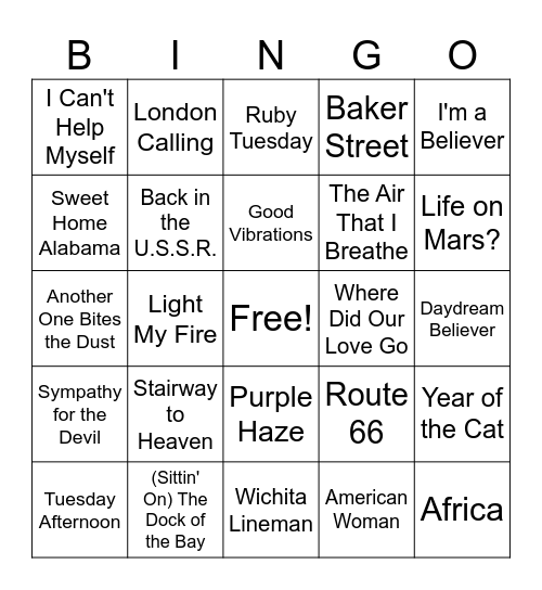Cities & Locations Bingo Card