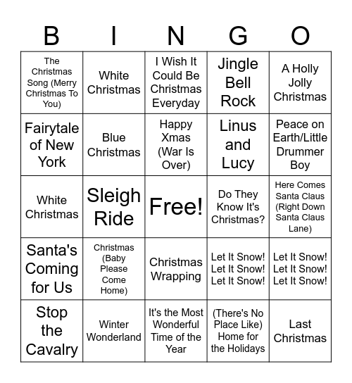 Christmas Cheer Bingo Card