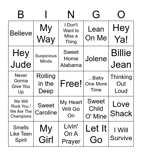 Karaoke Night Bingo Card