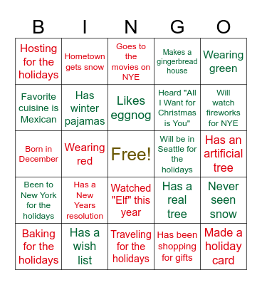 Find the Holiday Guest that... Bingo Card