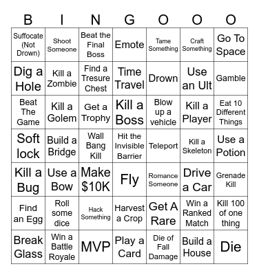 Any Game Bingo Card