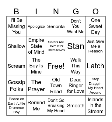 Duets & Collabs Bingo Card