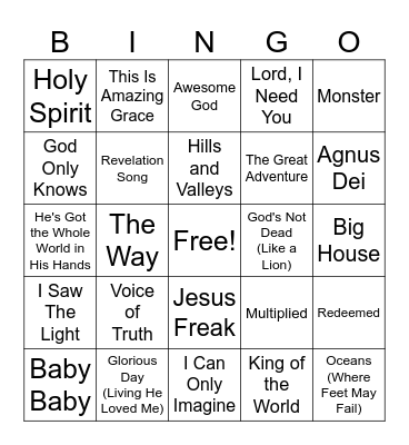 Worship Bingo Card