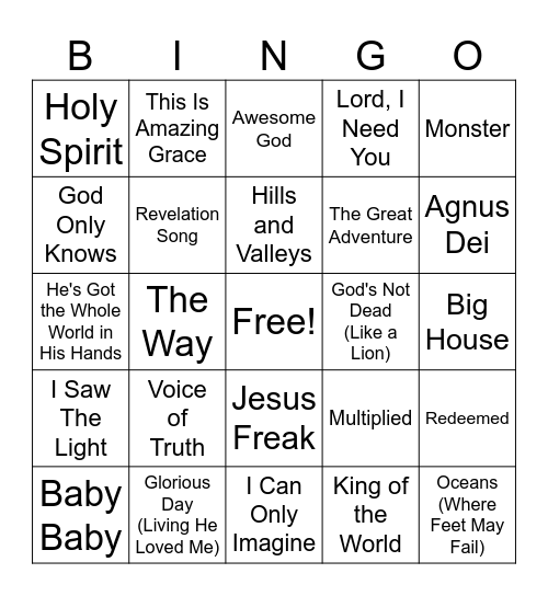 Worship Bingo Card