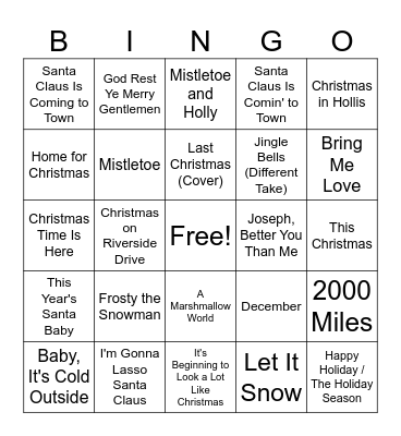 Christmas Bingo Card