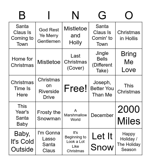 Christmas Bingo Card