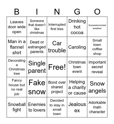 Cheesey Christmas movies Bingo Card