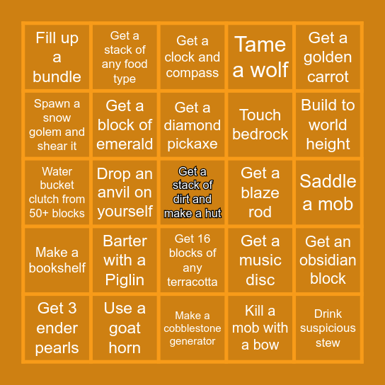 Minecraft Bingo Card