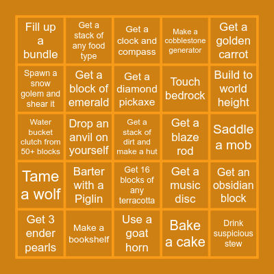 Minecraft Bingo Card