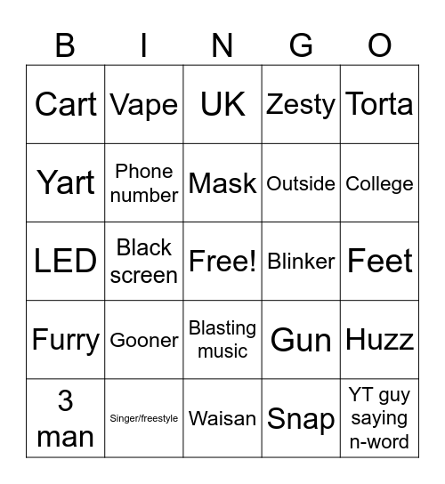 ome.tv Bingo Card
