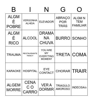 KDRAMA Bingo Card