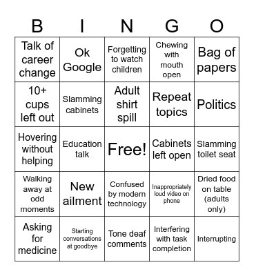 T- week Bingo Card