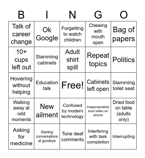 T- week Bingo Card