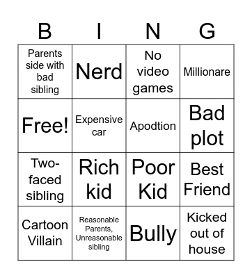 Shaneplays Bingo Card