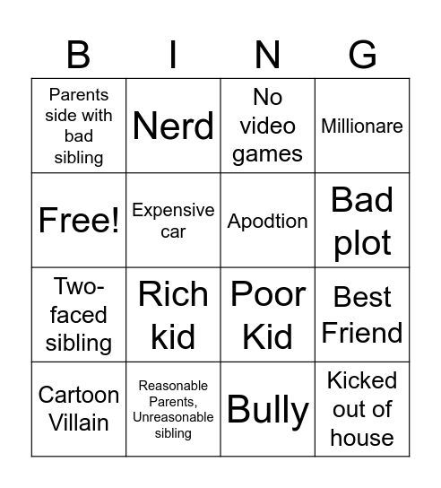 Shaneplays Bingo Card