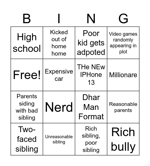 Shane plays bingo Card