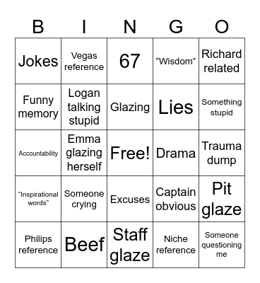 Senior speeches Bingo Card