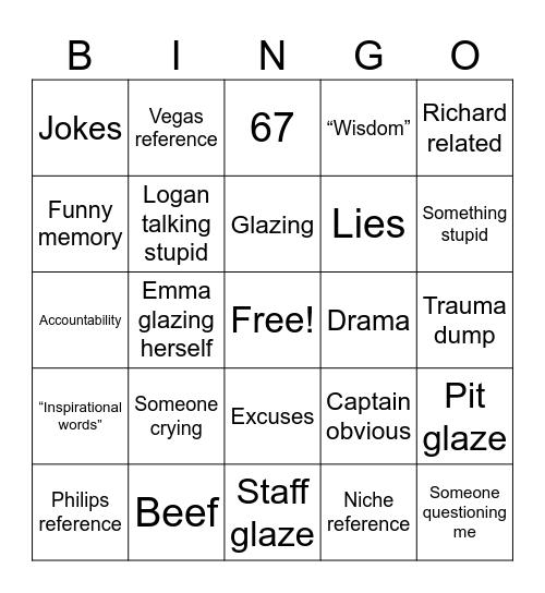 Senior speeches Bingo Card