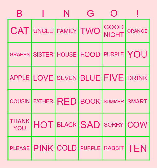 BINGO Card