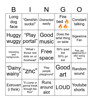 Freind Bingo Card