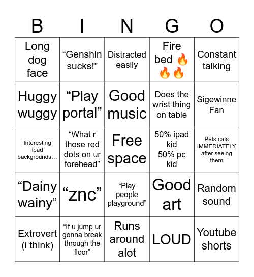 Freind Bingo Card