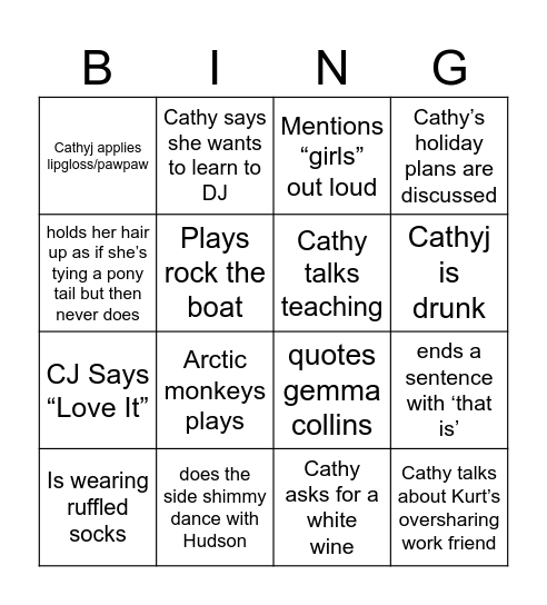 Cathy’s day! Bingo Card