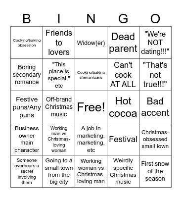 Christmas Movie Bingo Card