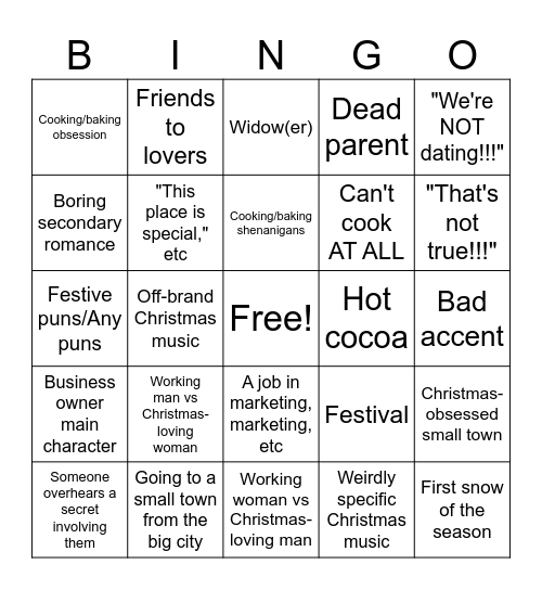 Christmas Movie Bingo Card