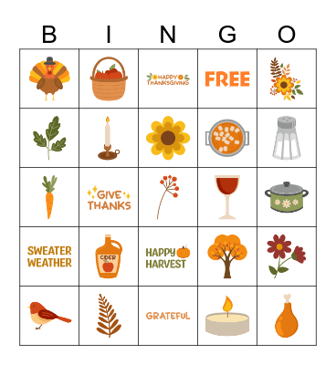 THANKSGIVING BINGO! Bingo Card