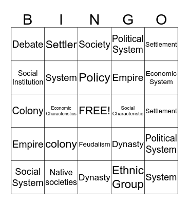 Brice's Bingo card Bingo Card