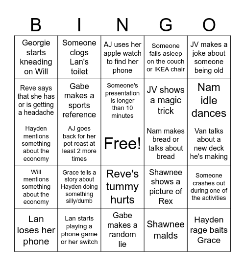 FWENDSGIVING BINGO Card