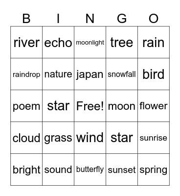 Haiku Bingo Card