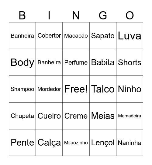 Cha do J M Bingo Card