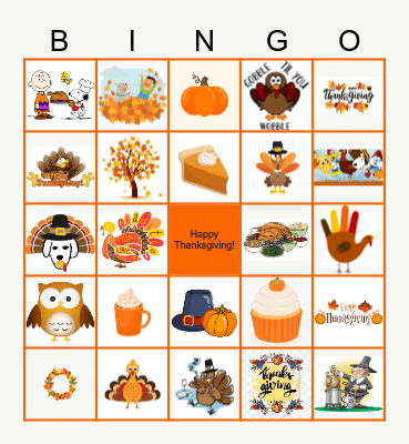 Thanksgiving Bingo Card