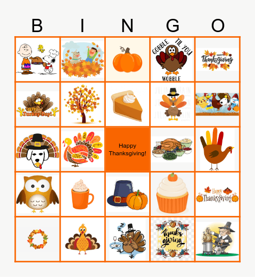 Thanksgiving Bingo Card
