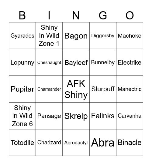 POKÉMON LEGENDS: Z-A SHINY BINGO Card