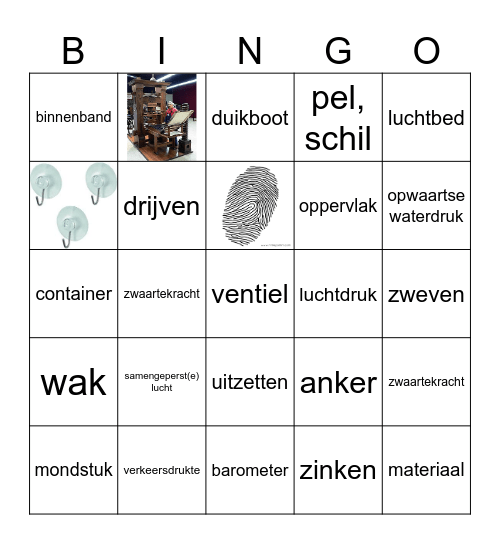 woordenschat DRUK, DRUK, DRUK (les1,2,3) Bingo Card