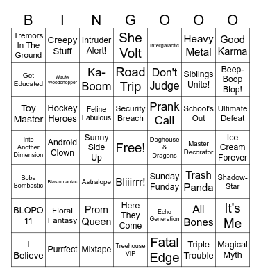 Echo Generation 100% Bingo Card