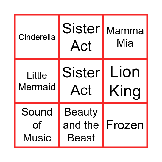 music bingo Card