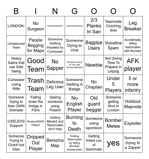 G&B Bingo Card