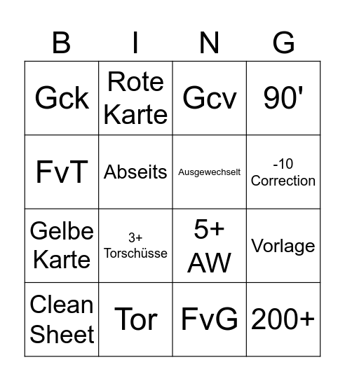 KB Bingo Card