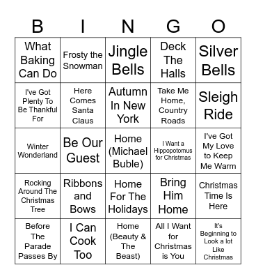 The Hive Collaborative presents HAPPY HOLIDAY SINGALONG Bingo Card