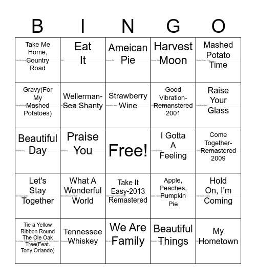 SP12 Thanksgiving Vibes! Bingo Card