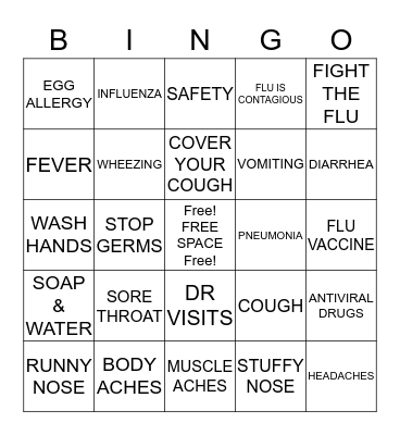 NATIONAL INFLUENZA VACCINATION WEEK Bingo Card