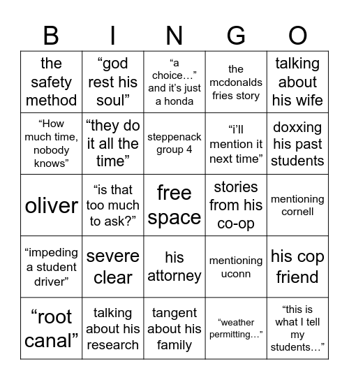 joseph bingo Card