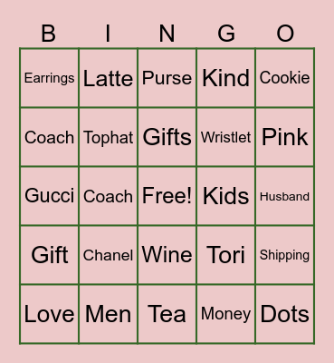 Fun & Fashion Bingo Card