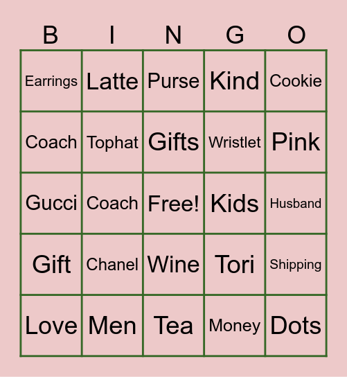Fun & Fashion Bingo Card